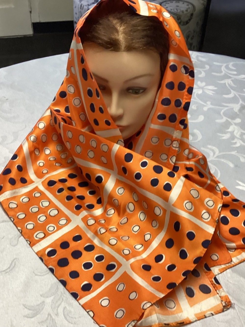 Vintage Geometric Polka Dot Scarf Retro 80s Statement Boho Wrap Travel - Picture 7 of 7